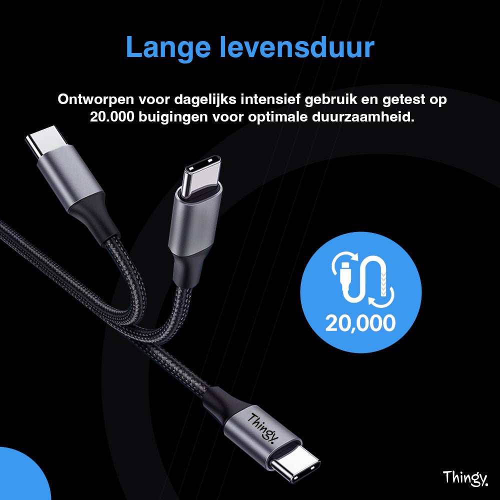 Thingy® Premium USB - C naar USB - C Kabel 2 Meter - Thingy