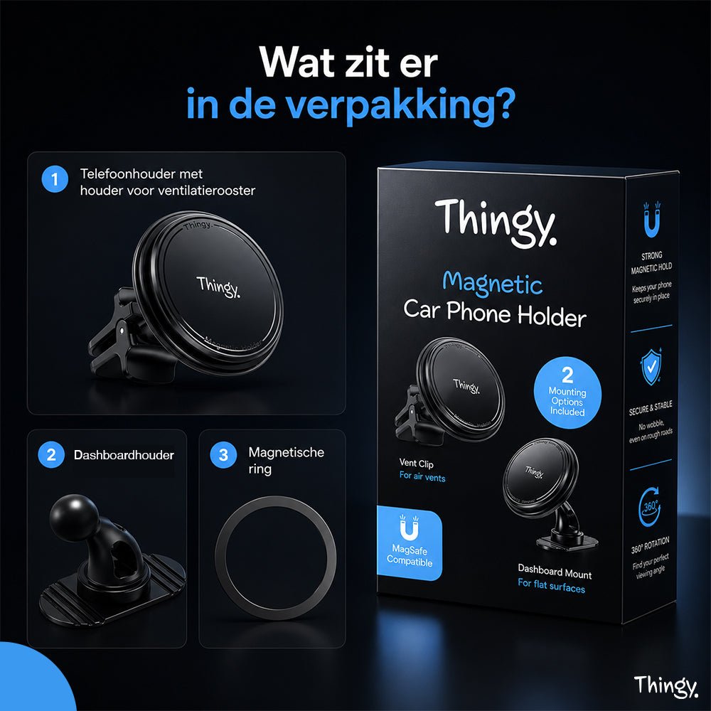 Telefoonhouder Auto | Ventilatie & Dashboard | Magnetisch | MagSafe Compatibel - Thingy